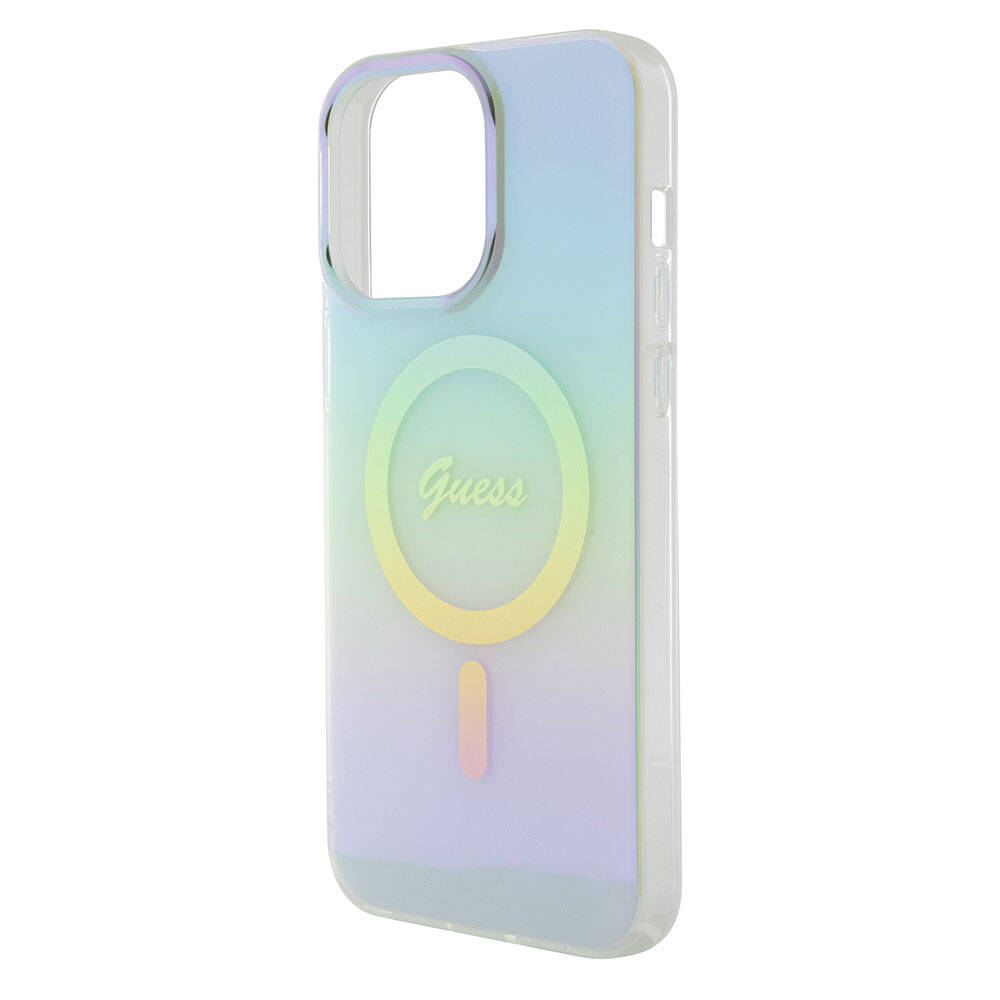 Étui MagSafe pour Apple iPhone 15 Pro Max, Guess, IML Iridescent, Turquoise