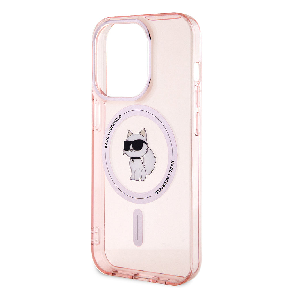 Étui MagSafe pour Apple iPhone 15 Pro Max, Karl Lagerfeld, IML Choupette, Rose