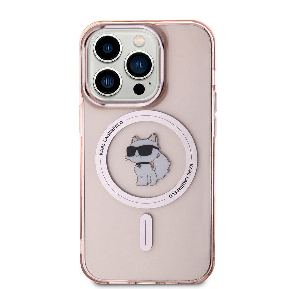 Étui MagSafe pour Apple iPhone 15 Pro Max, Karl Lagerfeld, IML Choupette, Rose