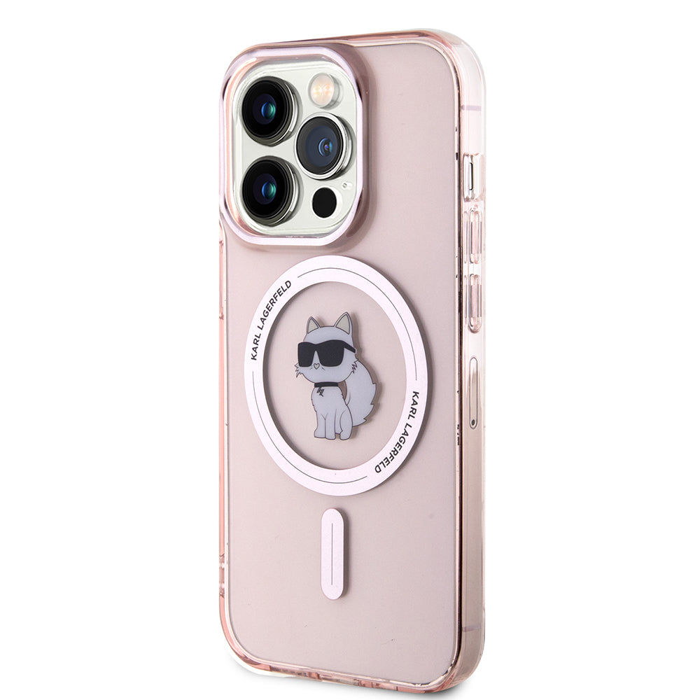 Étui MagSafe pour Apple iPhone 15 Pro Max, Karl Lagerfeld, IML Choupette, Rose