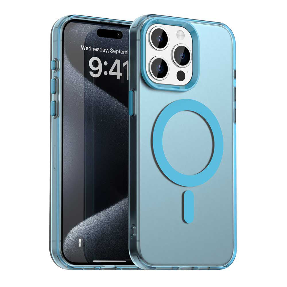 Coque MagSafe pour Apple iPhone 15 Pro Max, Techsuit, CandyCase, Bleue