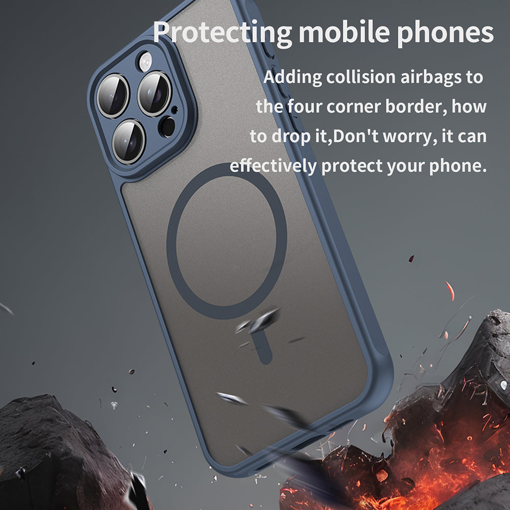 Coque MagSafe pour Apple iPhone 15 Pro Max, Techsuit, HaloFrost II, Bleu marine