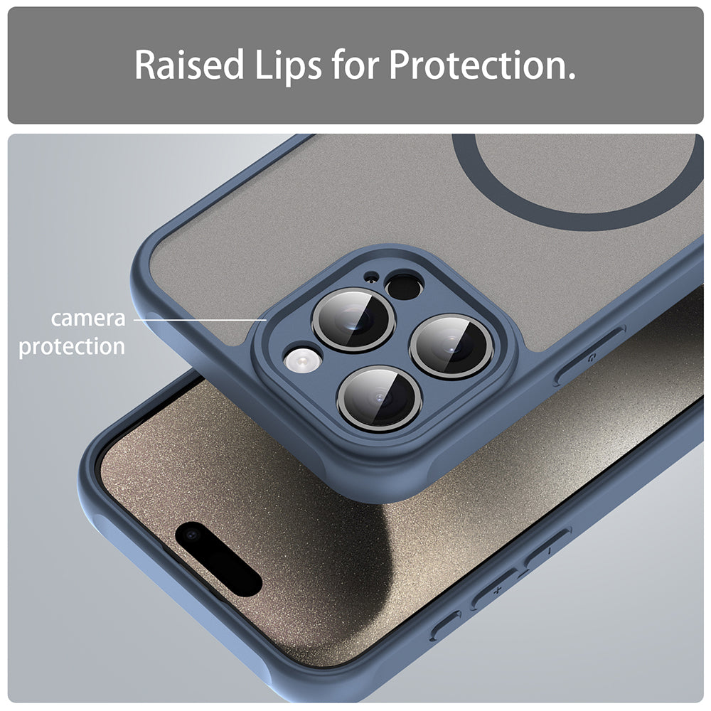 Coque MagSafe pour Apple iPhone 15 Pro Max, Techsuit, HaloFrost II, Bleu marine