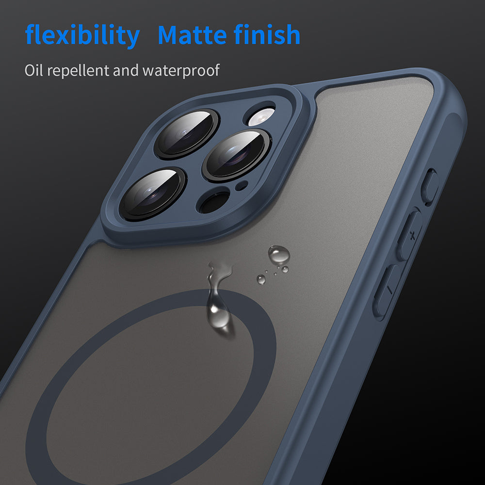 Coque MagSafe pour Apple iPhone 15 Pro Max, Techsuit, HaloFrost II, Bleu marine