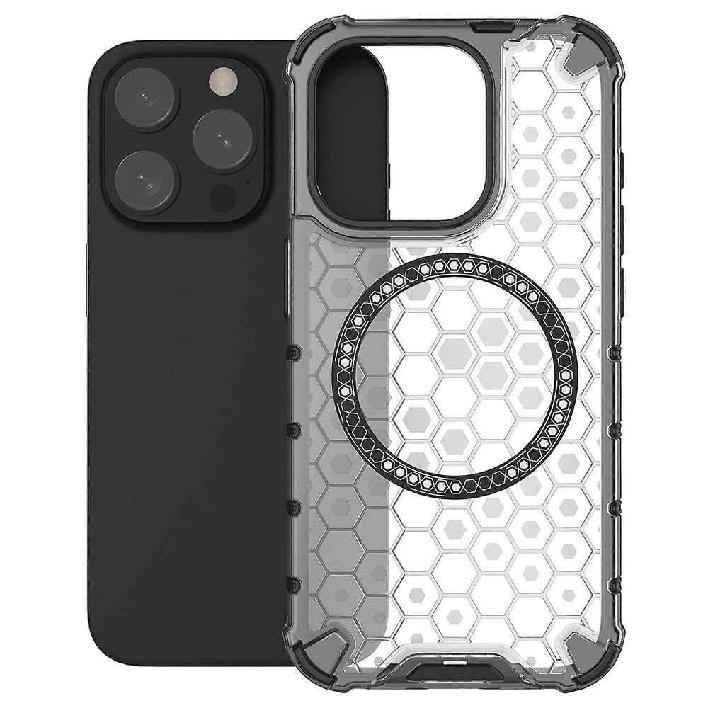 Coque MagSafe pour Apple iPhone 15 Pro Max, Techsuit, HoneyComb Shield, Blanche
