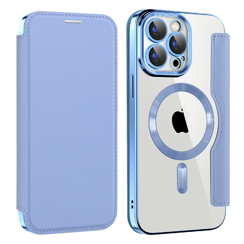 Coque MagSafe pour Apple iPhone 15 Pro Max, Techsuit, SmartMag Book, Bleu