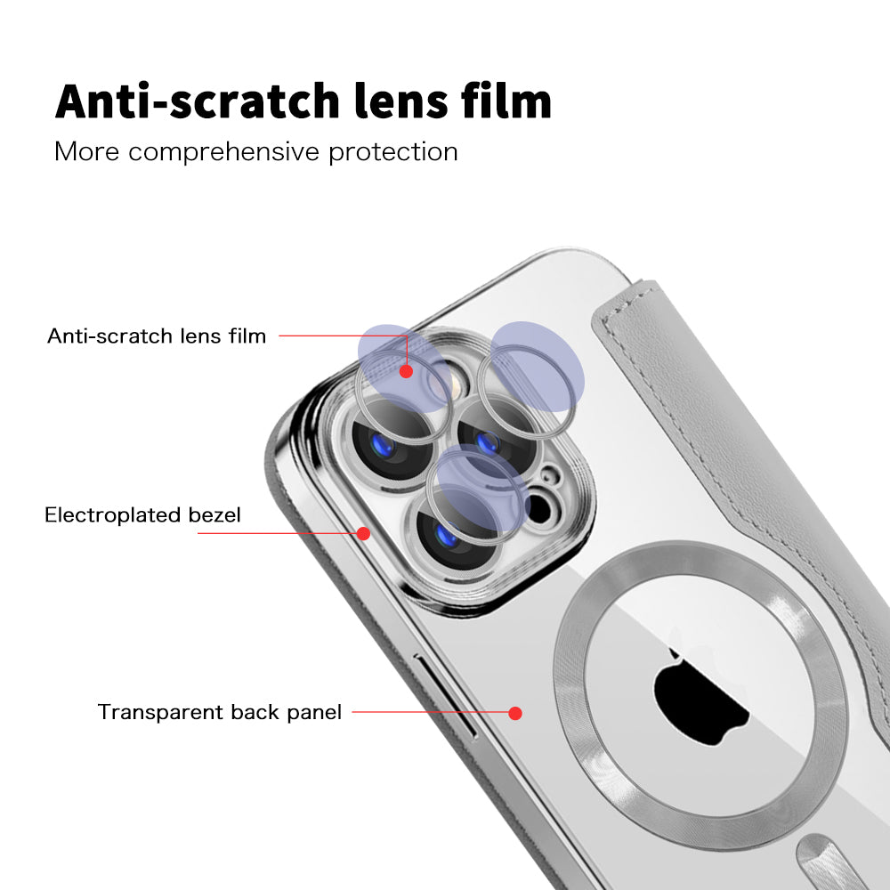 Coque MagSafe pour Apple iPhone 15 Pro Max, Techsuit, SmartMag Book, Gris