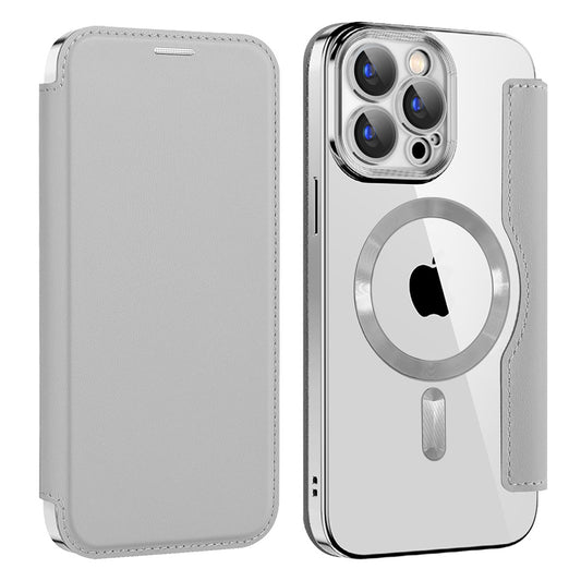Coque MagSafe pour Apple iPhone 15 Pro Max, Techsuit, SmartMag Book, Gris