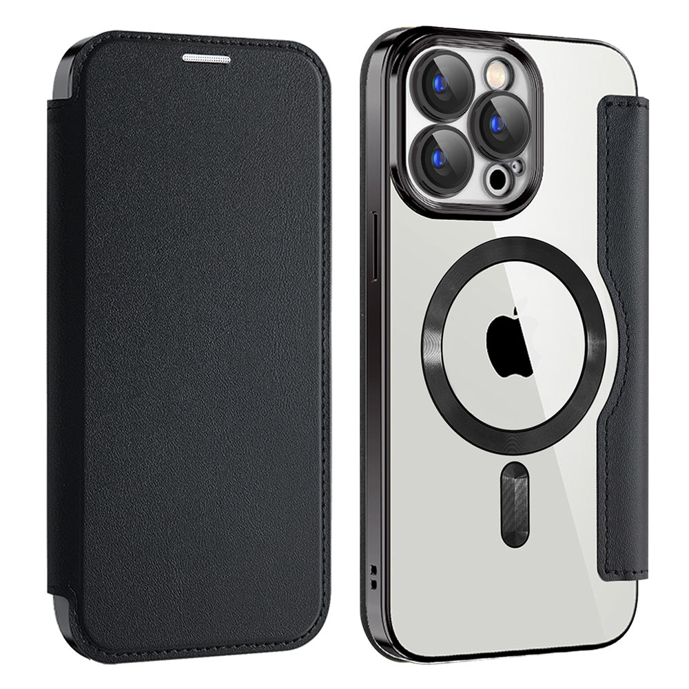 Coque MagSafe pour Apple iPhone 15 Pro Max, Techsuit, SmartMag Book, Noire