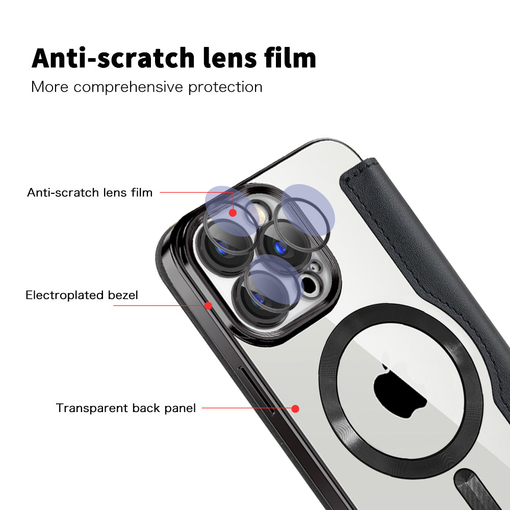 Coque MagSafe pour Apple iPhone 15 Pro Max, Techsuit, SmartMag Book, Noire