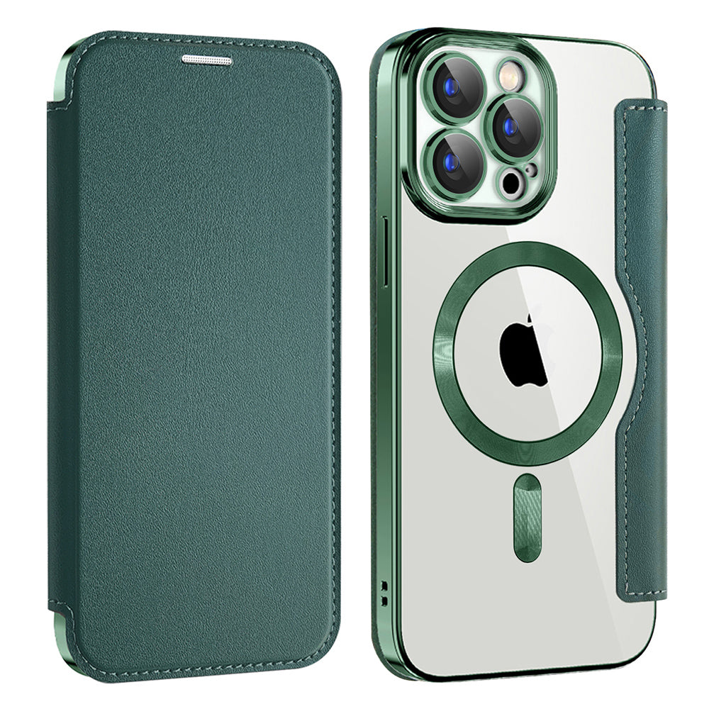 Coque MagSafe pour Apple iPhone 15 Pro Max, Techsuit, SmartMag Book, Vert