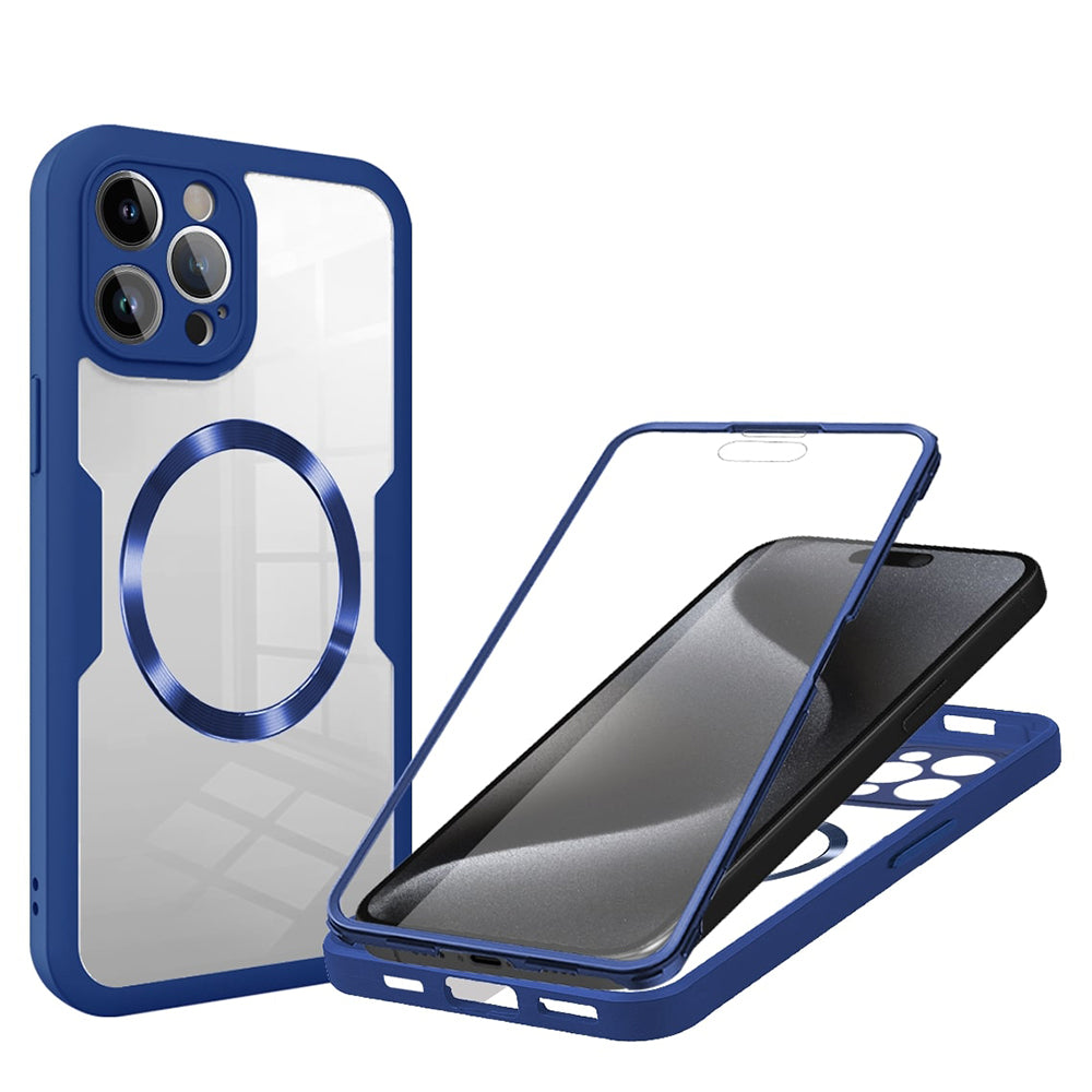 Coque MagSafe pour Apple iPhone 15 Pro, Techsuit, ColorVerse 360, Bleue