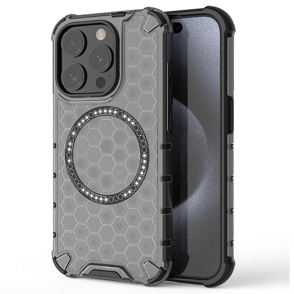 Coque MagSafe pour Apple iPhone 15 Pro, Techsuit, HoneyComb Shield, Noire