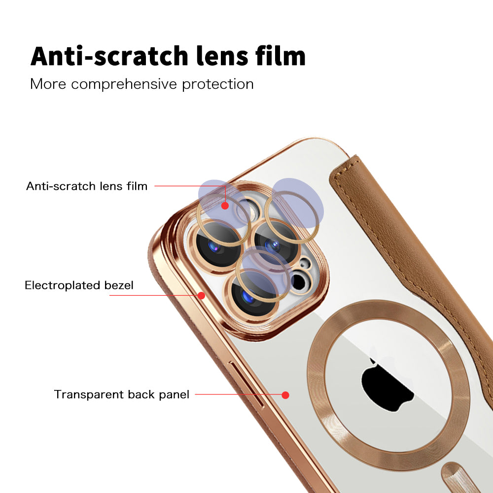 Coque MagSafe pour Apple iPhone 15 Pro, Techsuit, SmartMag Book, Marron