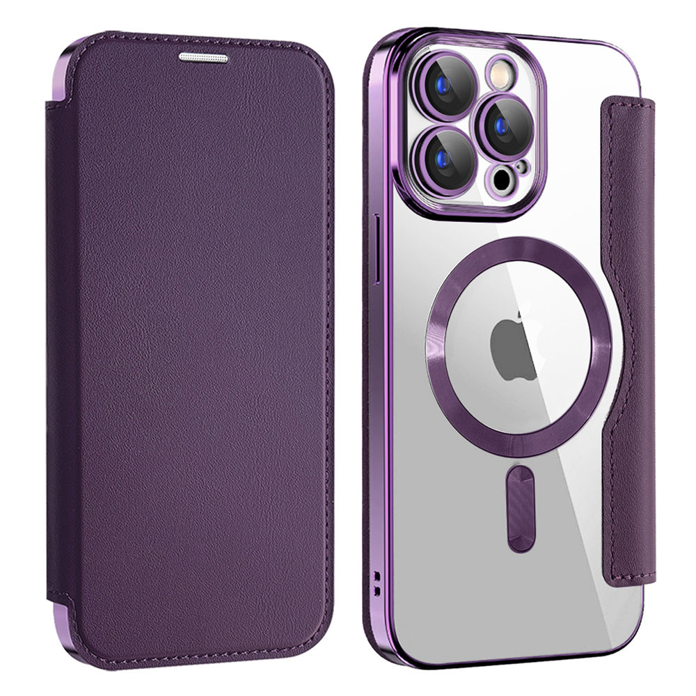 Coque MagSafe pour Apple iPhone 15 Pro, Techsuit, SmartMag Book, Violet
