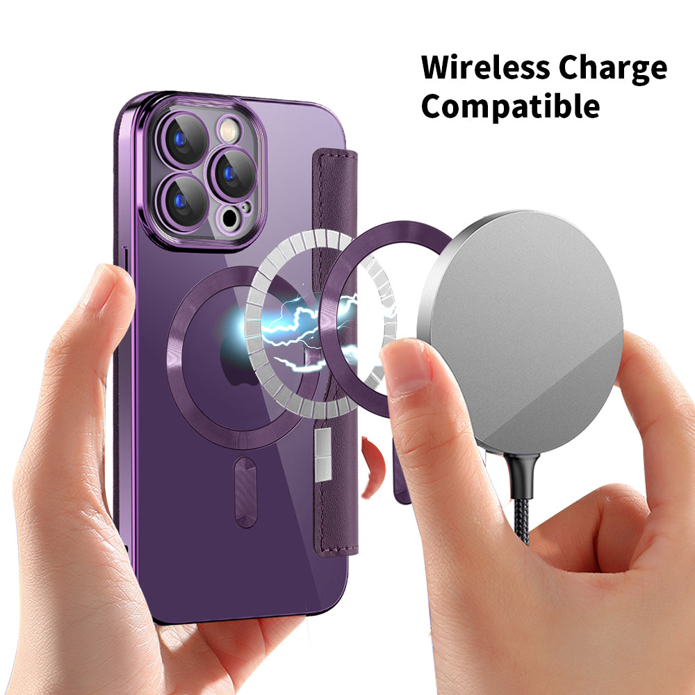 Coque MagSafe pour Apple iPhone 15 Pro, Techsuit, SmartMag Book, Violet
