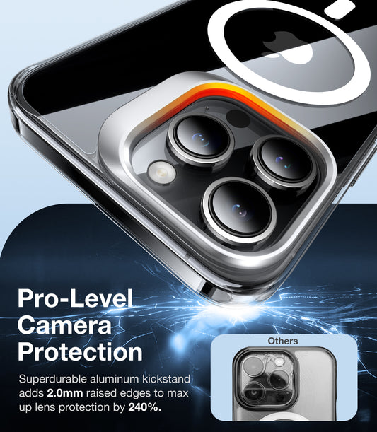 Coque MagSafe pour Apple iPhone 15 Pro, Torras, Lstand, Transparente