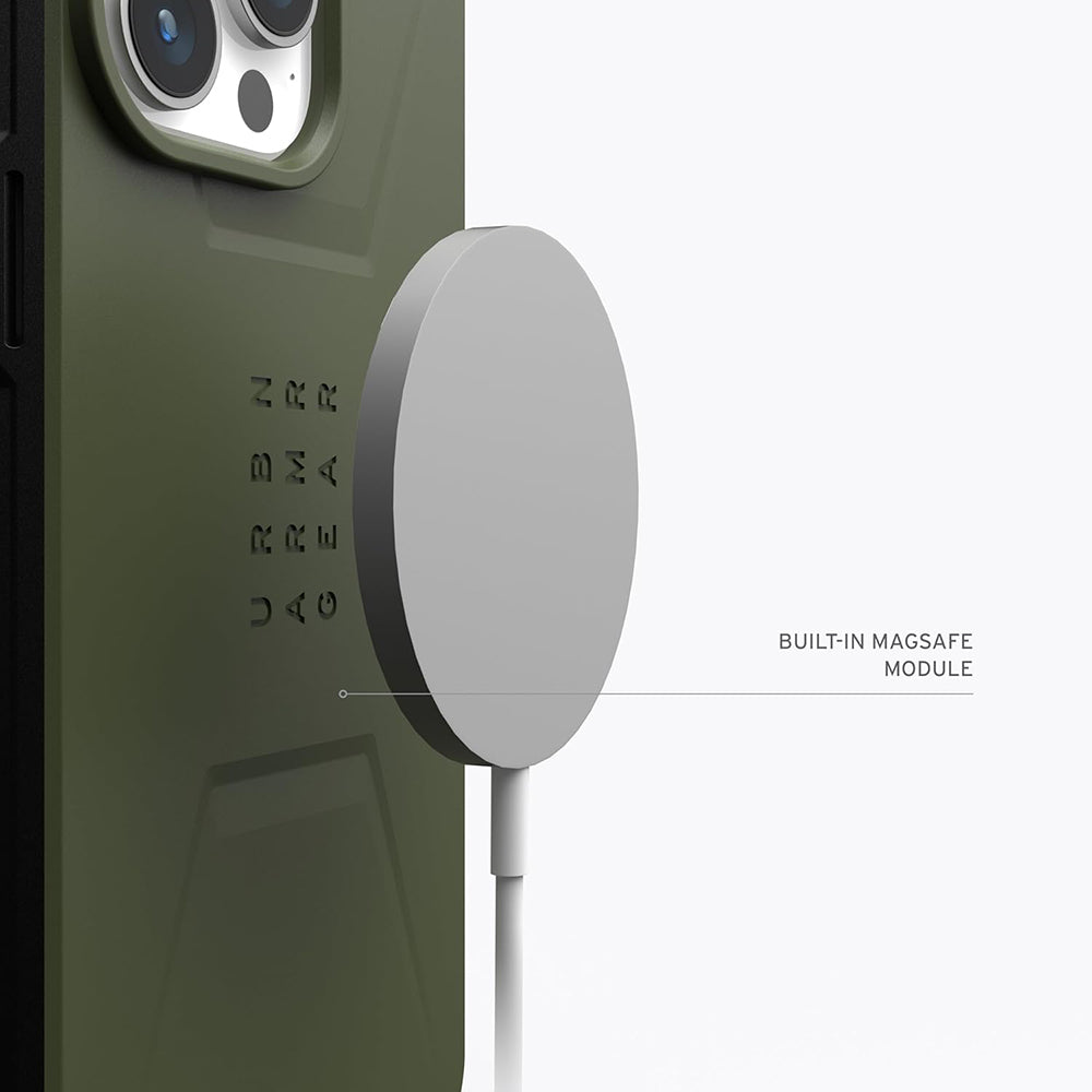 Coque MagSafe pour Apple iPhone 15 Pro, Urban Armor Gear, Civilian, Vert