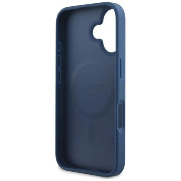Étui MagSafe pour Apple iPhone 16, Guess, 4G Printed Stripes, Bleu