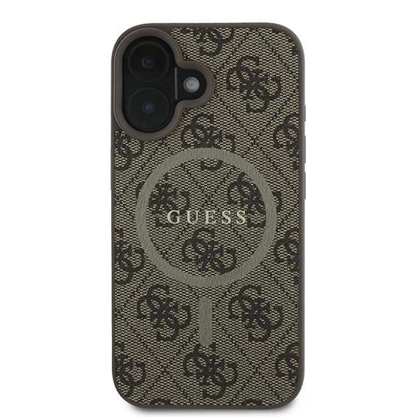 MagSafe Case for Apple iPhone 16, Guess, 4G Ring Classic Logo, Brown