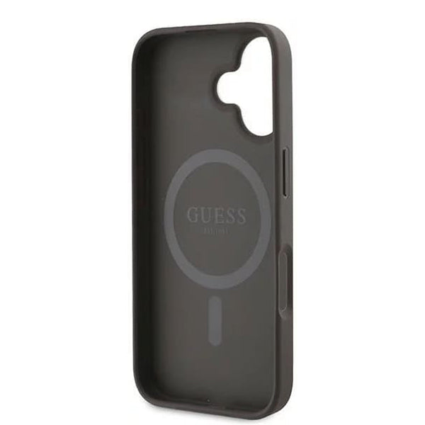 MagSafe Case for Apple iPhone 16, Guess, 4G Ring Classic Logo, Brown