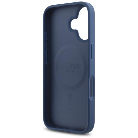 Coque MagSafe pour Apple iPhone 16, Guess, 4G Small and Classic Logo, Bleue
