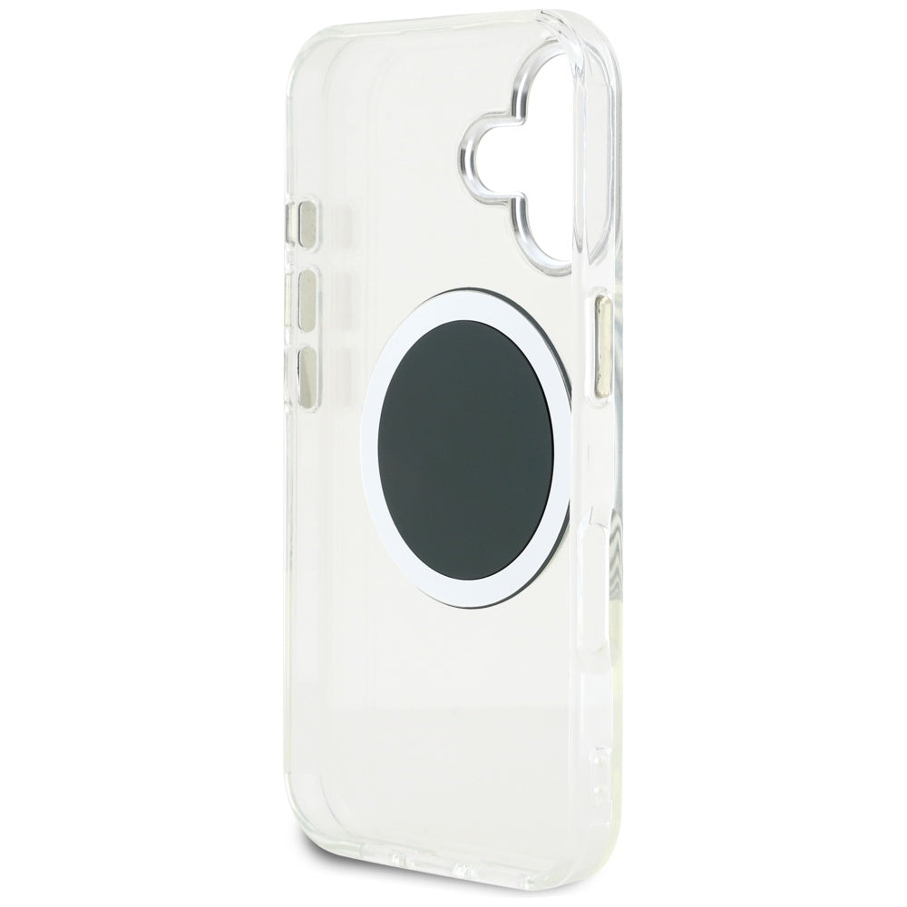 Étui MagSafe pour Apple iPhone 16, Guess, IML Metal Colored Circle, Noir