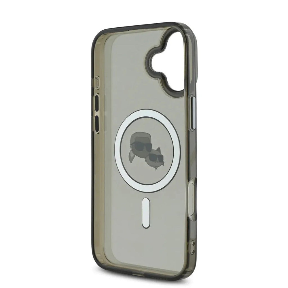 Housse MagSafe pour Apple iPhone 16, Karl Lagerfeld, IML Metal Karl & Choupette's Heads, Noire