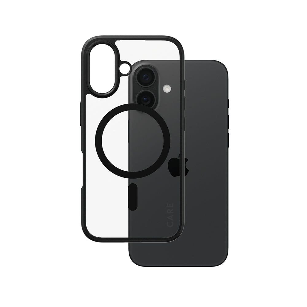 Coque MagSafe pour Apple iPhone 16, PanzerGlass, Care Urban Combat, Noire Transparente
