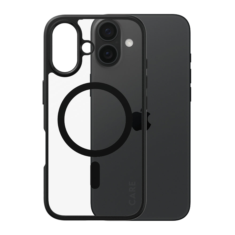 Coque MagSafe pour Apple iPhone 16, PanzerGlass, Care Urban Combat, Noire Transparente