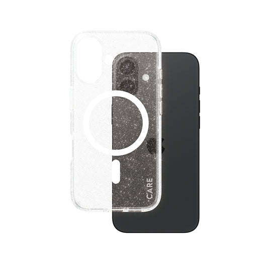 Coque MagSafe pour Apple iPhone 16, PanzerGlass, Care Urban Combat Star Lit, Transparente Blanche