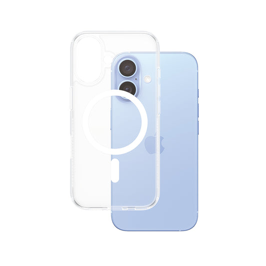 Étui MagSafe pour Apple iPhone 16, PanzerGlass, HardCase, Blanc Transparent