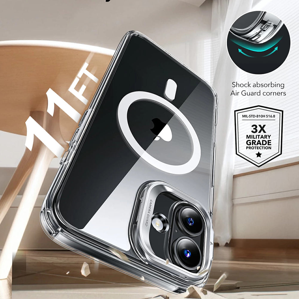 Coque MagSafe pour Apple iPhone 16 Plus, ESR, Classic Hybrid Kickstand, Noire Transparente