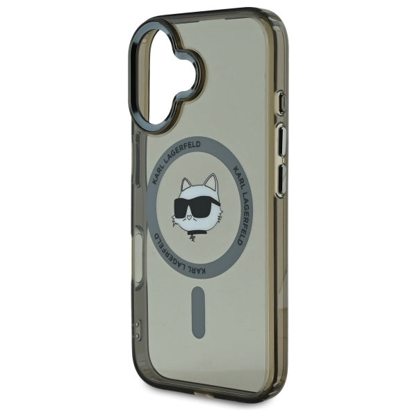 Housse MagSafe pour Apple iPhone 16 Plus, Karl Lagerfeld, IML Metal Choupette's Head, Noire
