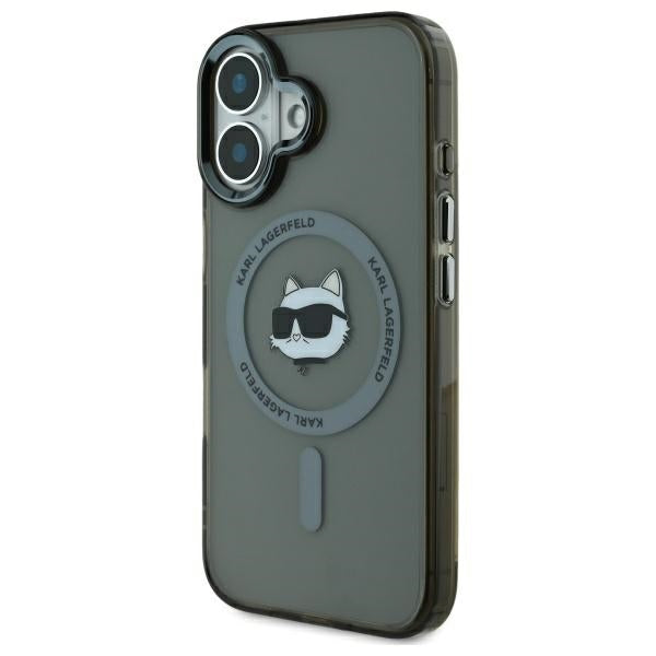 Housse MagSafe pour Apple iPhone 16 Plus, Karl Lagerfeld, IML Metal Choupette's Head, Noire