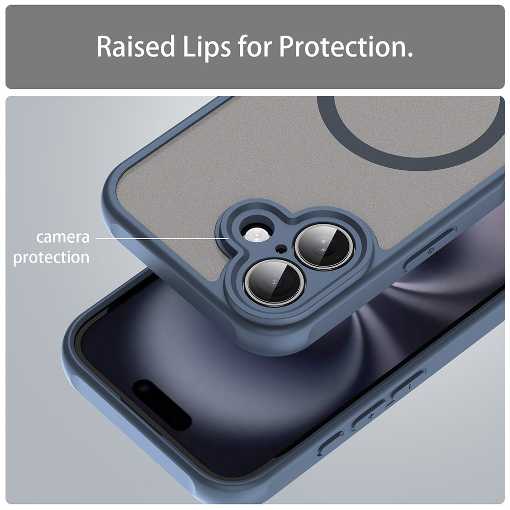 Coque MagSafe pour Apple iPhone 16 Plus, Techsuit, HaloFrost II, Bleu marine