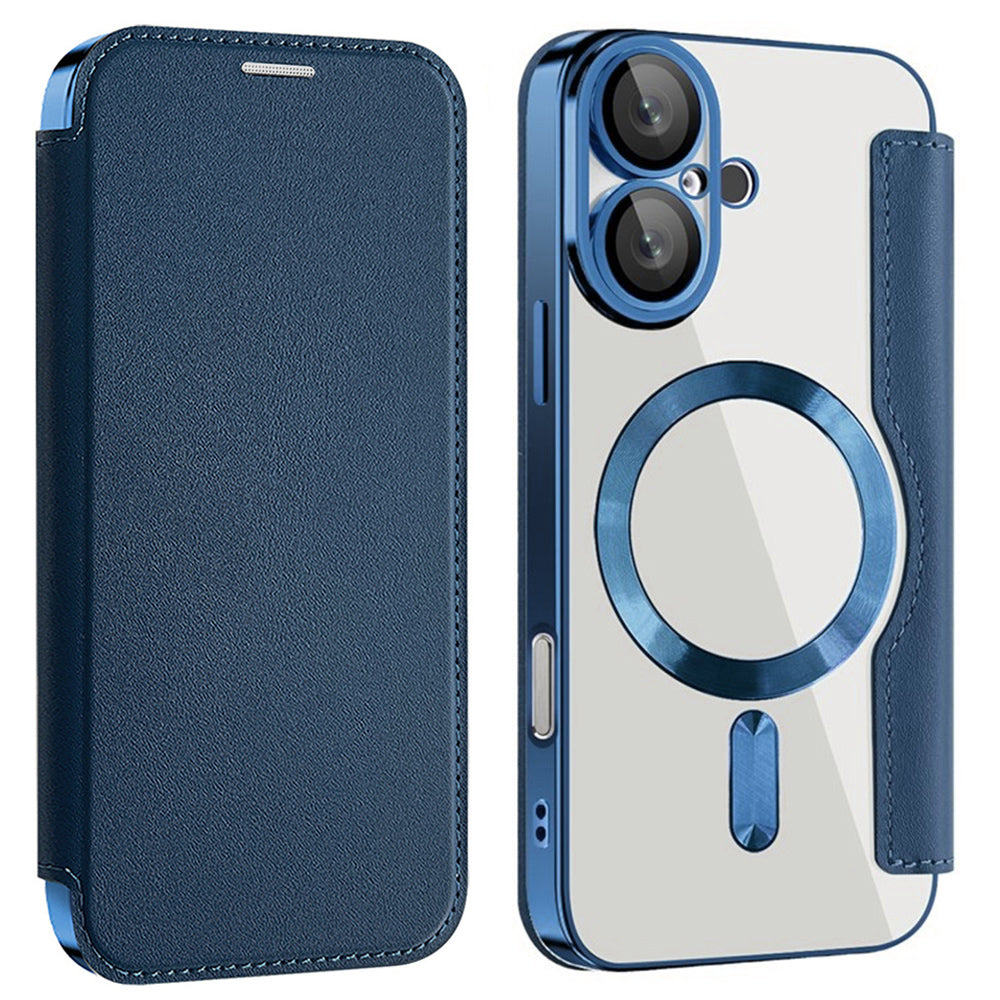 Coque MagSafe pour Apple iPhone 16 Plus, Techsuit, SmartMag Book, Bleue