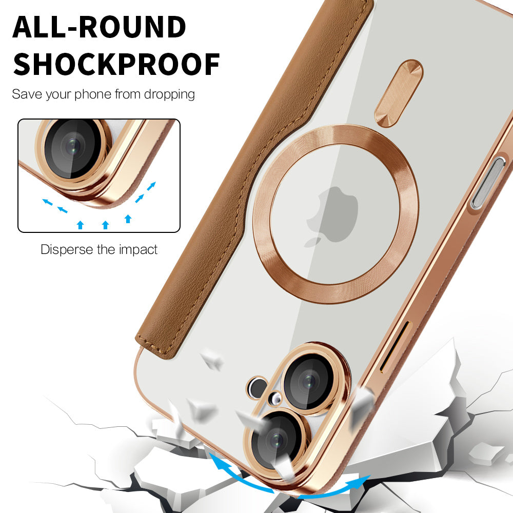 Coque MagSafe pour Apple iPhone 16 Plus, Techsuit, SmartMag Book, Marron
