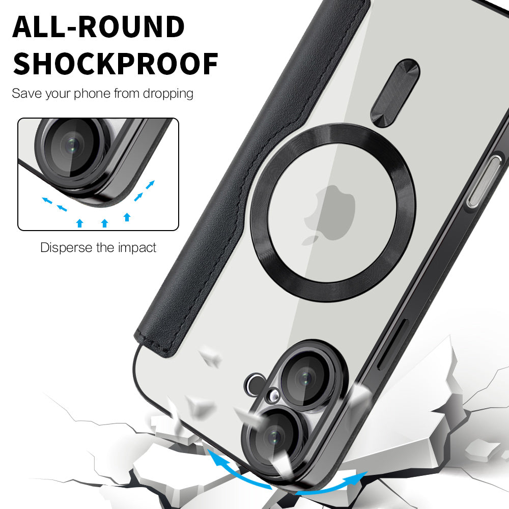 Coque MagSafe pour Apple iPhone 16 Plus, Techsuit, SmartMag Book, Noire