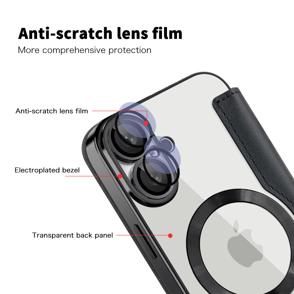 Coque MagSafe pour Apple iPhone 16 Plus, Techsuit, SmartMag Book, Noire