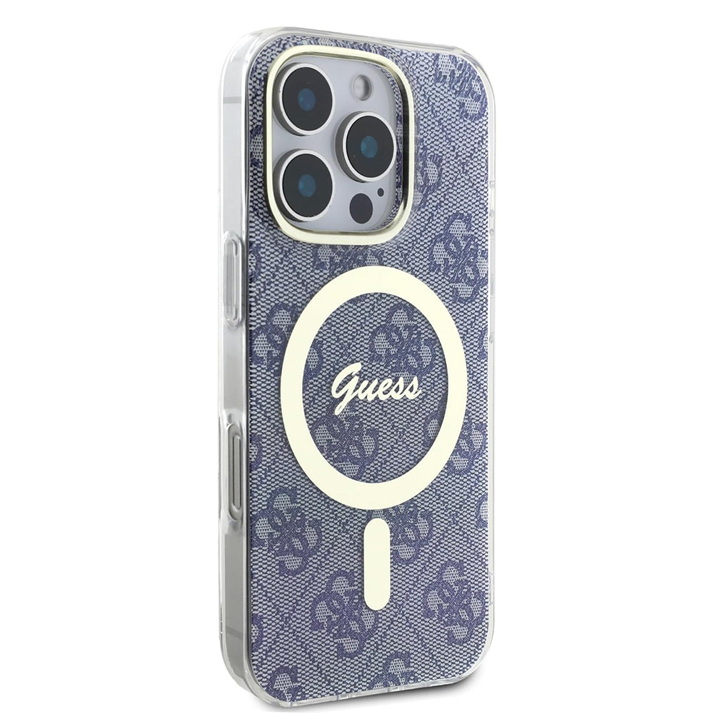 Coque MagSafe pour Apple iPhone 16 Pro, Guess, IML 4G, Bleue