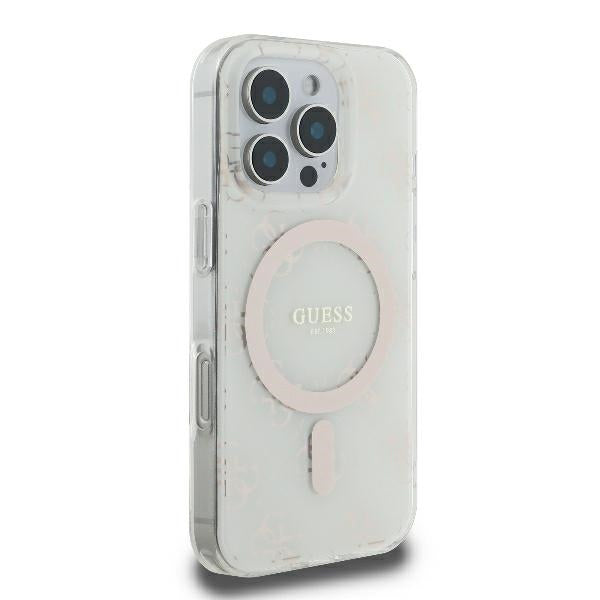 Étui MagSafe pour Apple iPhone 16 Pro, Guess, IML 4G Background, Blanc
