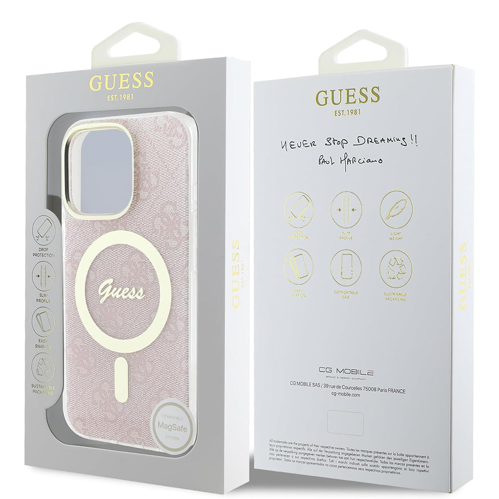 Étui MagSafe pour Apple iPhone 16 Pro, Guess, IML 4G, Rose