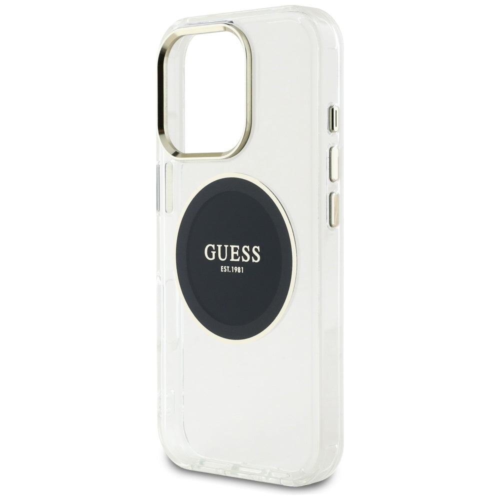 Étui MagSafe pour Apple iPhone 16 Pro, Guess, IML Cercle Métallique Coloré, Noir