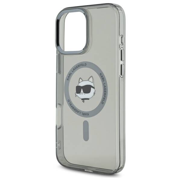 Housse MagSafe pour Apple iPhone 16 Pro, Karl Lagerfeld, IML Metal Choupette's Head, Noire