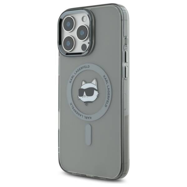 Housse MagSafe pour Apple iPhone 16 Pro, Karl Lagerfeld, IML Metal Choupette's Head, Noire