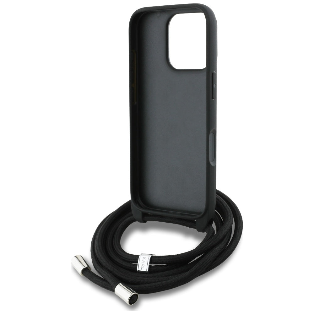 Étui MagSafe pour Apple iPhone 16 Pro, Karl Lagerfeld, Saffiano Crossbody, Gris