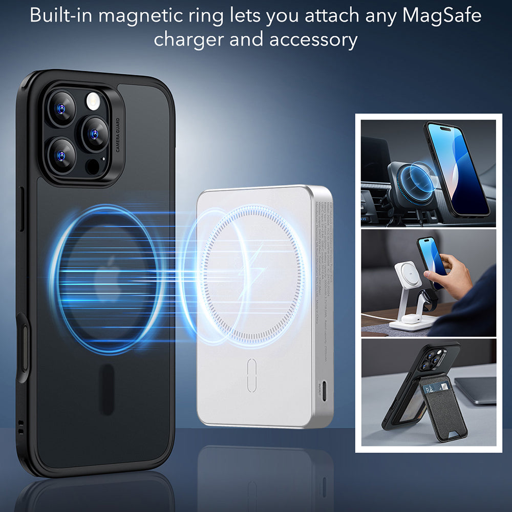 Coque MagSafe pour Apple iPhone 16 Pro Max, ESR, Classic Hybrid, Noir Satiné