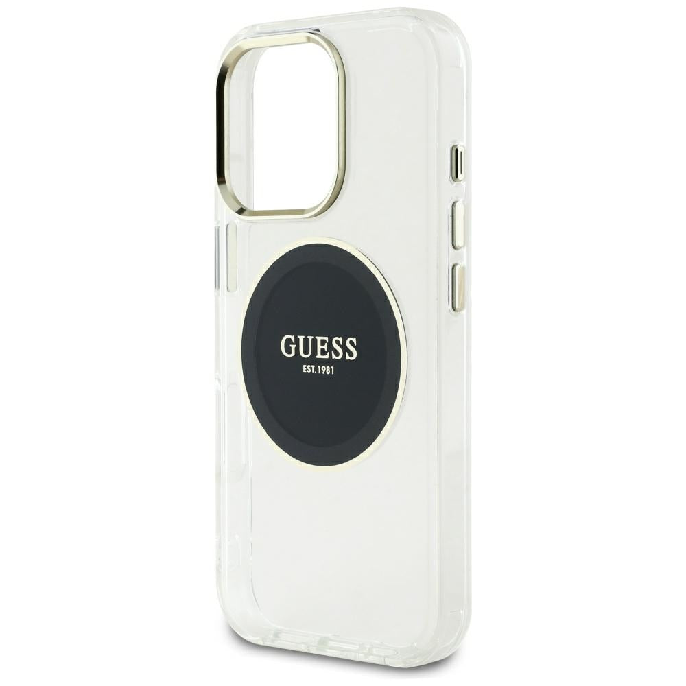 Étui MagSafe pour Apple iPhone 16 Pro Max, Guess, Cercle Métallique Coloré IML, Noir