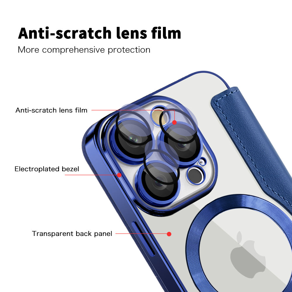 Coque MagSafe pour Apple iPhone 16 Pro Max, Techsuit, SmartMag Book, Bleue